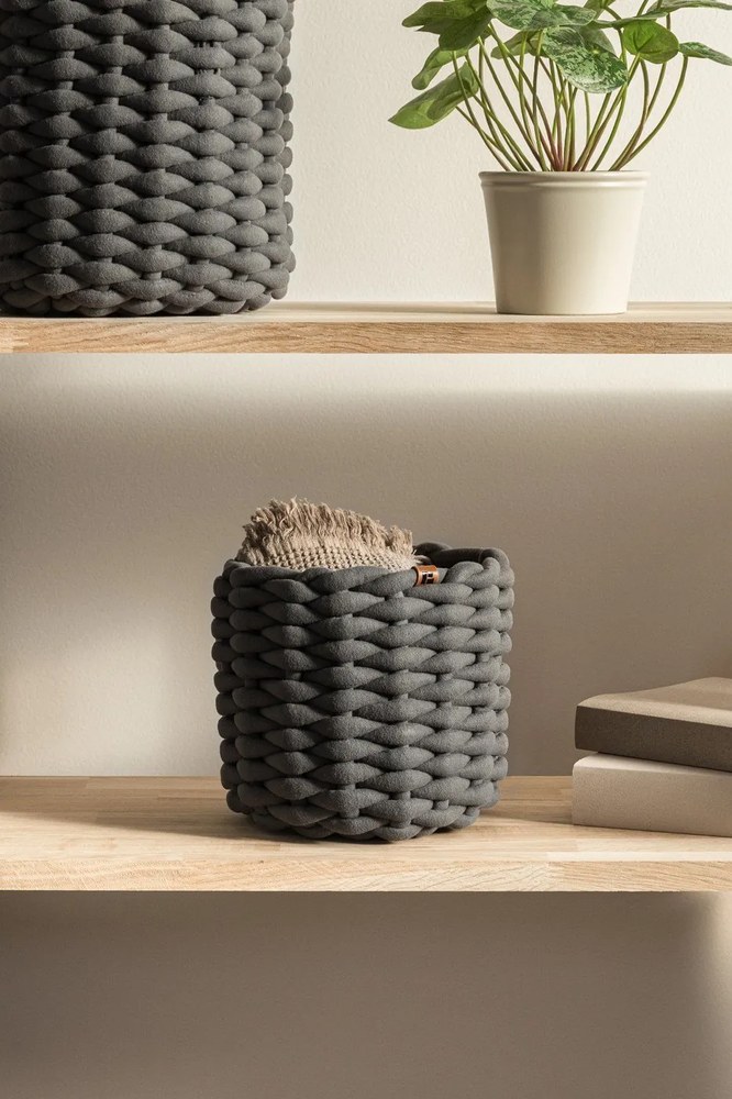 Coș de depozitare din material textil ø 21x17 cm Peach Skin Round S – Bigso