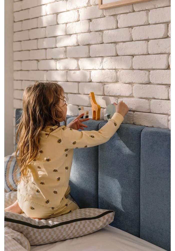 Pat boxspring albastru cu spațiu de depozitare 180x200 cm Elva Bold Line – Bonami Selection