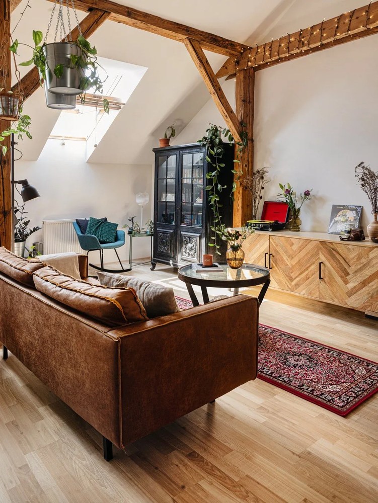 Canapea maro din imitație de piele 216 cm Rate - Scandic