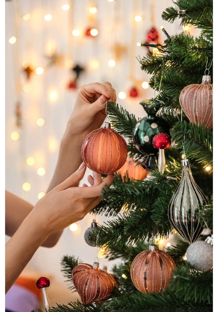 Globuri de Crăciun suflate manual 3 buc. din sticlă ø 8 cm – Ego Dekor