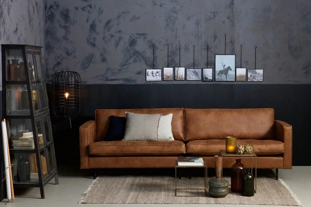 Canapea maro cu tapițerie din imitație de piele 277 cm Rodeo – WOOOD