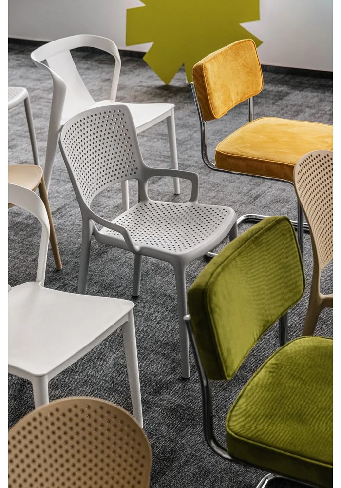 Scaun de dining galben din catifea reiată Rupert – Unique Furniture