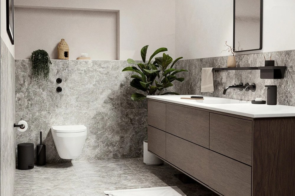 Raft adânc pentru baie Zone Rim, 22 x 11,4 cm, negru