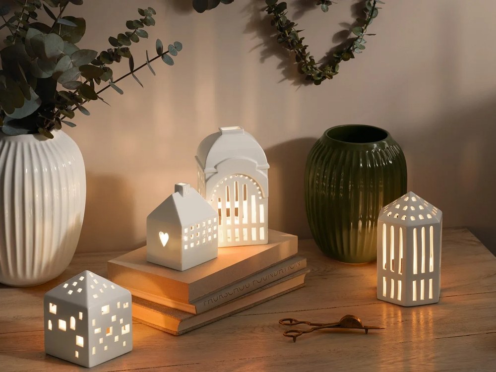 Vază din gresie Kähler Design Hammershoi, înălțime 25 cm, alb