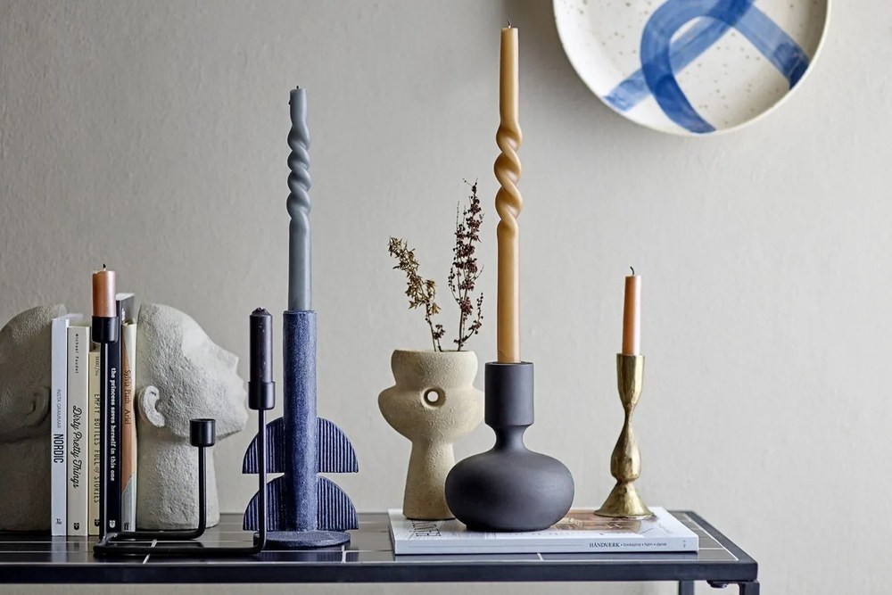 Sfeșnic Bloomingville Bess, înălțime 22 cm, albastru închis