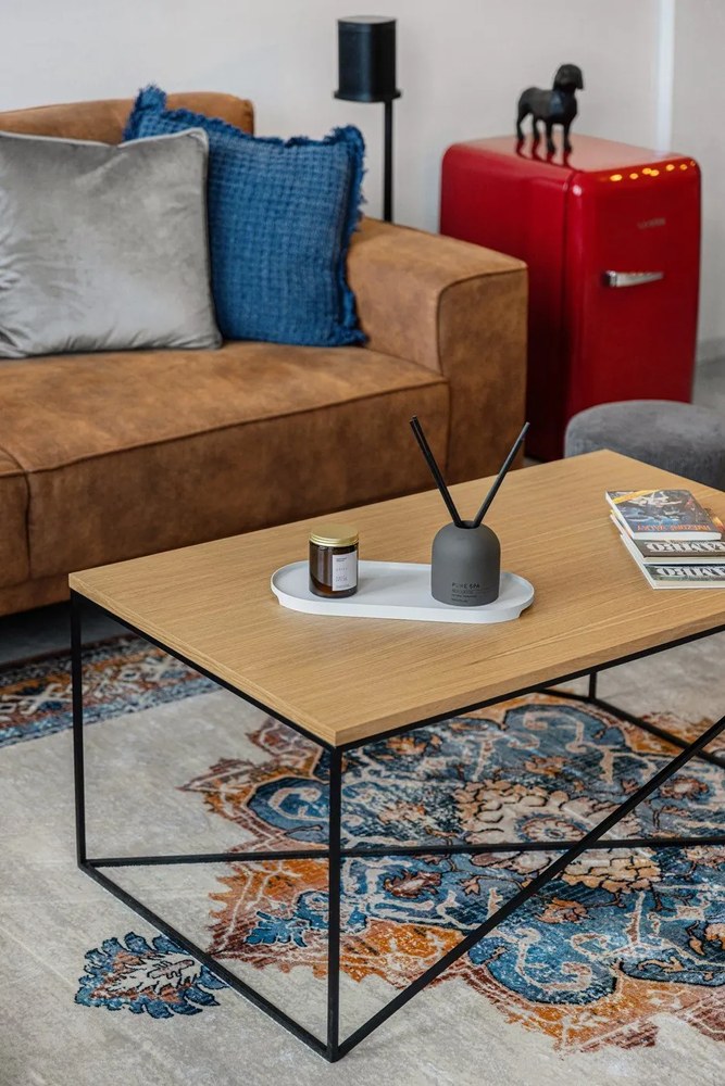 Colțar maro coniac cu tapițerie din imitație de piele (colț pe partea stângă ) Copenhagen – Scandic