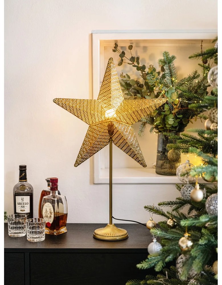 Decorațiune luminoasă aurie ø 48 cm cu model de Crăciun Rustic – Markslöjd