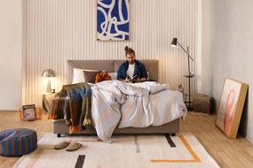 Pat matrimonial taupe tapițat cu spațiu de depozitare cu somieră 180x200 cm Myra Pillow – Bonami Selection