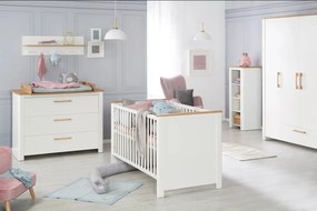 Cuier pentru copii alb-în culoare naturală de perete cu aspect de lemn de stejar Ava – Roba