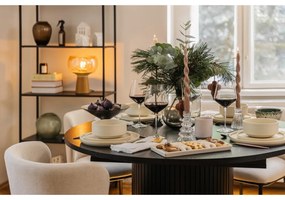 Masă de dining rotundă neagră extensibilă cu aspect de lemn de stejar ø 115 cm Malaga – Bonami Selection