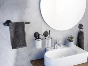 Dozator de săpun lichid negru mat autoadeziv din sticlă 150 ml Bivio – Wenko