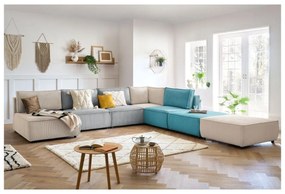 Modul pentru canapea albastru cu tapițerie din catifea reiată (de mijloc) Nihad modular – Bobochic Paris