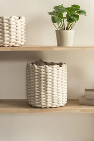 Coș de depozitare din material textil ø 25x25 cm Peach Skin Round M – Bigso