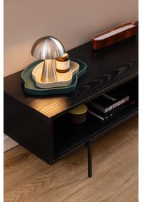 Masă TV neagră cu aspect de lemn de frasin 140x45 cm Angus – Actona