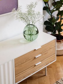 Comodă TV albă/în culoare naturală cu aspect de lemn de stejar 180x52 cm Sierra – Teulat