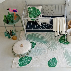 Covor pentru copii verde/crem lavabil/țesut manual din bumbac 140x200 cm Tropical Green – Lorena Canals