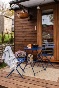 Pled din amestec de bumbac Euromant Summer Linen, 140 x 180 cm, albastru