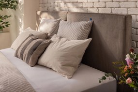 Pat matrimonial gri tapițat cu spațiu de depozitare cu somieră 180x200 cm Thessa Bold – Bonami Selection