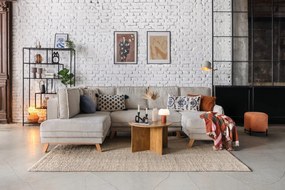 Colțar bej extensibil cu tapițerie din catifea reiată (cu colț pe partea stângă /în formă de "U") Tori – Bonami Selection