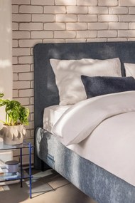 Pat matrimonial albastru tapițat cu somieră 160x200 cm Noira Slim – Bonami Selection