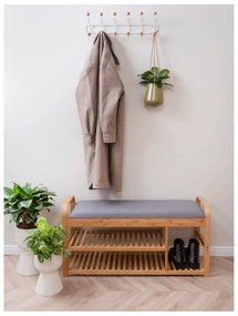 Suport de pantofi din bambus gri/natural cu bancă - Leitmotiv