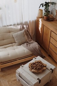 Canapea grej extensibilă cu tapițerie din in 140 cm Roots – Karup Design