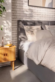 Pat matrimonial gri tapițat cu spațiu de depozitare cu somieră 180x200 cm Thessa Bold Line – Bonami Selection