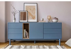 Comodă albastră/gri joasă 180x76 cm Corvo – Teulat