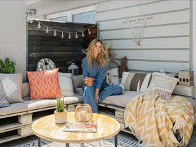 Pernă pentru exterior din plastic reciclat Green Decore Autumn, 45 x 45 cm