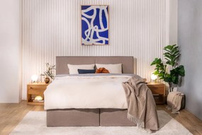 Lenjerie de pat gri/bej din bumbac ranforcé pentru pat dublu/extins cu cearceaf inclus/cu 4 piese 200x220 cm – Mila Home