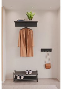 Cuier de perete negru cu raft din oțel 21,5 cm A-Coat – Zone