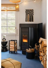 Coș metalic pentru lemne de foc Blomus Fireplace, negru