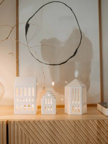 Sfeșnic din ceramică Kähler Design Urbania Lighthouse Church, alb