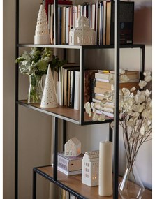 Bibliotecă neagră/în culoare naturală cu aspect de lemn de stejar 114x185 cm Seaford – Actona