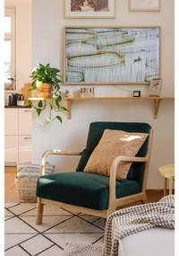 Fotoliu din catifea WOOOD Mark, verde închis