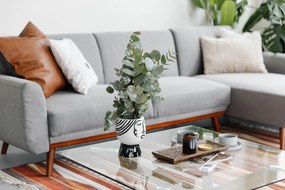 Vază din porțelan Mauro Ferretti Pot Face, alb - negru