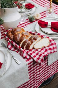 Față de masă din in 140x250 cm Red Gingham – Linen Tales