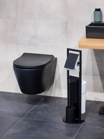 Suport pentru hârtie igienică negru din oțel inoxidabil Ravina – Wenko