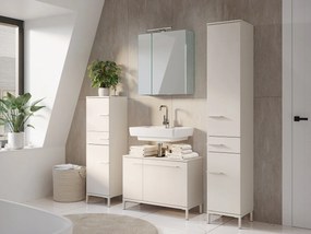 Dulap de baie crem înalt/îngust cu aspect mat 34x123 cm Laurino – Germania