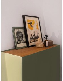 Comodă verde înaltă cu aspect de lemn de stejar 95x120 cm Arista – Teulat