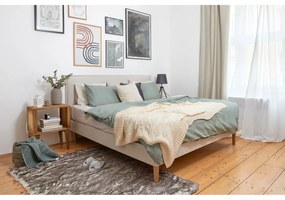 Pat matrimonial 160x200 cm bej tapițat cu somieră Sary – Bobochic Paris