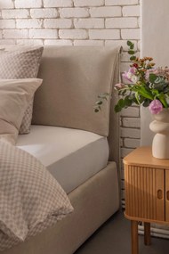 Pat matrimonial bej tapițat cu spațiu de depozitare cu somieră 180x200 cm Thessa Pillow – Bonami Selection