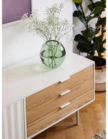 Comodă TV albă/în culoare naturală cu aspect de lemn de stejar 180x52 cm Sierra – Teulat