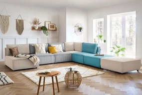 Taburet modular crem cu tapițerie din catifea reiată Nihad modular – Bobochic Paris