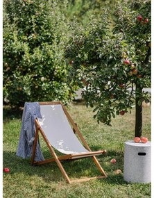 Șezlong de grădină pliabil din lemn de acacia Bonami Essentials Deck, bej