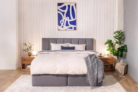 Lenjerie de pat gri/bej din bumbac ranforcé pentru pat dublu/extins cu cearceaf inclus/cu 4 piese 200x220 cm – Mila Home