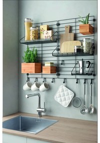 Componentă pentru sistem modular de rafturi neagră din metal Mural – Metaltex