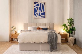 Lenjerie de pat gri/bej din bumbac ranforcé pentru pat dublu/extins cu cearceaf inclus/cu 4 piese 200x220 cm – Mila Home