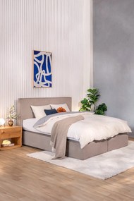 Lenjerie de pat gri/bej din bumbac ranforcé pentru pat dublu/extins cu cearceaf inclus/cu 4 piese 200x220 cm – Mila Home