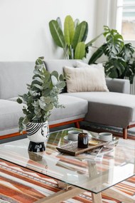 Vază din porțelan Mauro Ferretti Pot Face, alb - negru